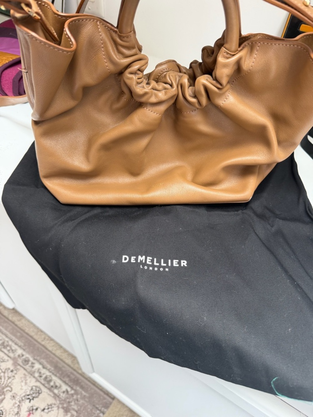 DeMellier Tan Ruched Top-Handle Shoulder Bag